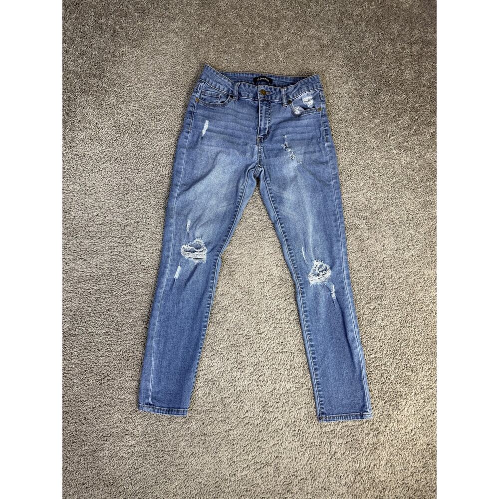 D. Jeans Jeans Girls 4 Blue Skinny Ripped Distressed Stretch Waist 25x25